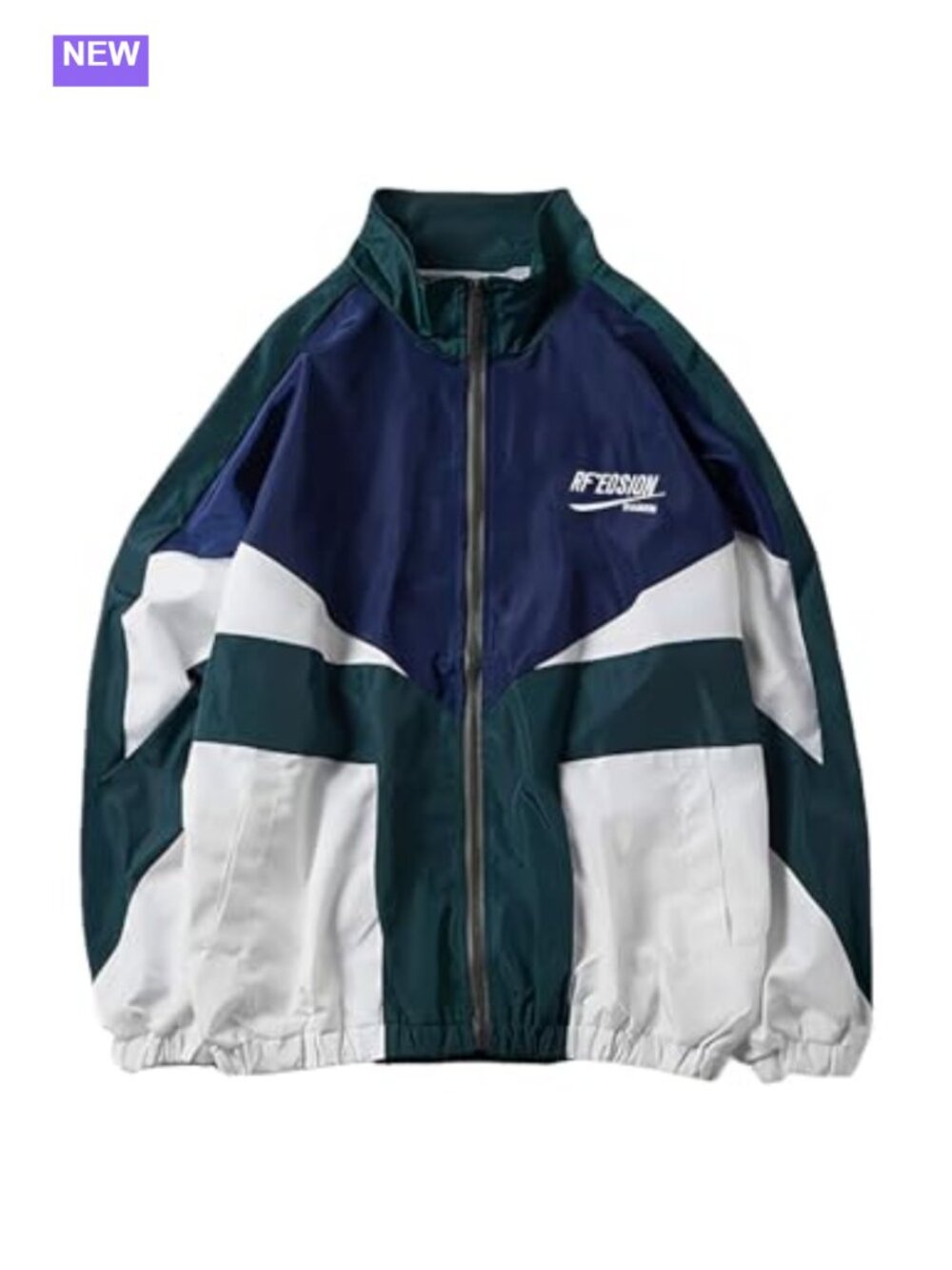 Women's Polyester Windbreaker Jacket Y2k Oversized Varsity Zip Front